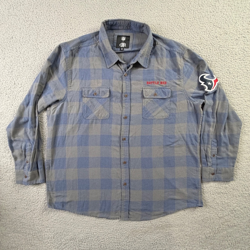 Houston Texans Darius Rucker x NFL Plaid Flannel Shirt Mens XXL Battle Red Logo - Picture 1 of 9